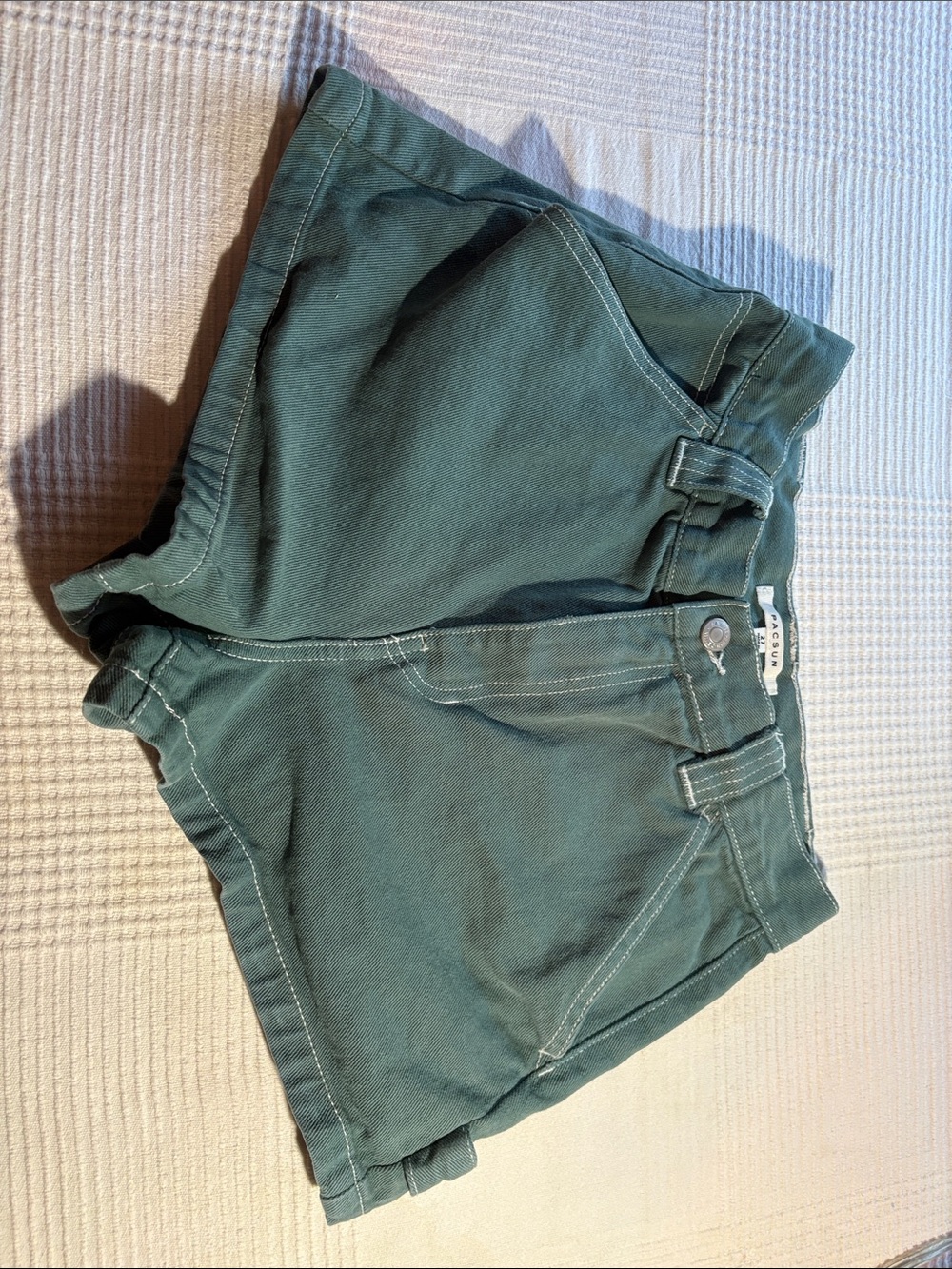 PacSun Forest Green High-Waist Carpenter Shorts